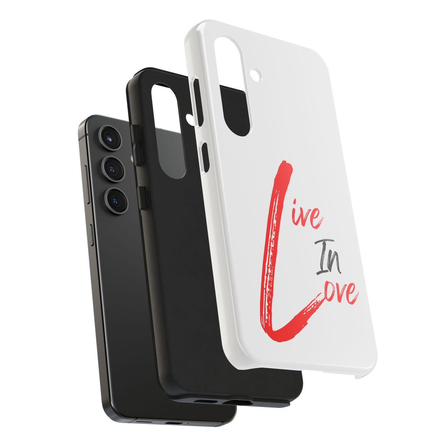 Live In Love Tough Phone Case — Red Brush Script Protective Cover