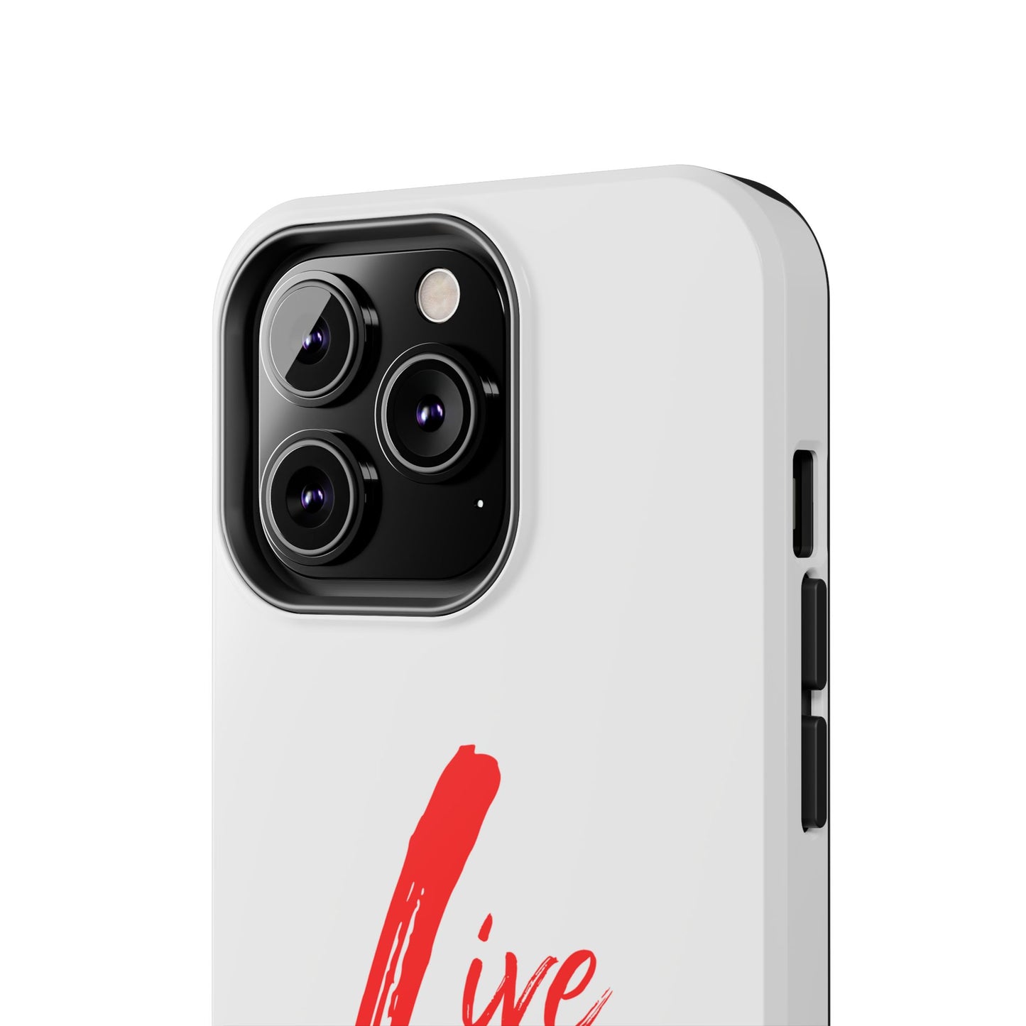Live In Love Tough Phone Case — Red Brush Script Protective Cover
