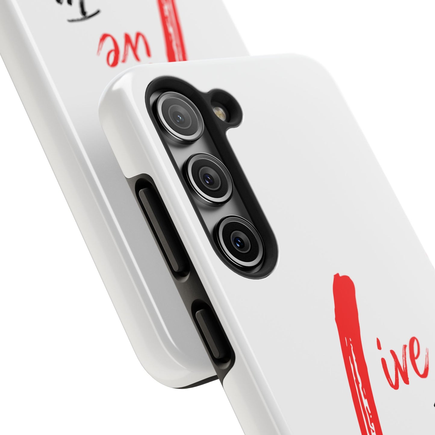 Live In Love Tough Phone Case — Red Brush Script Protective Cover