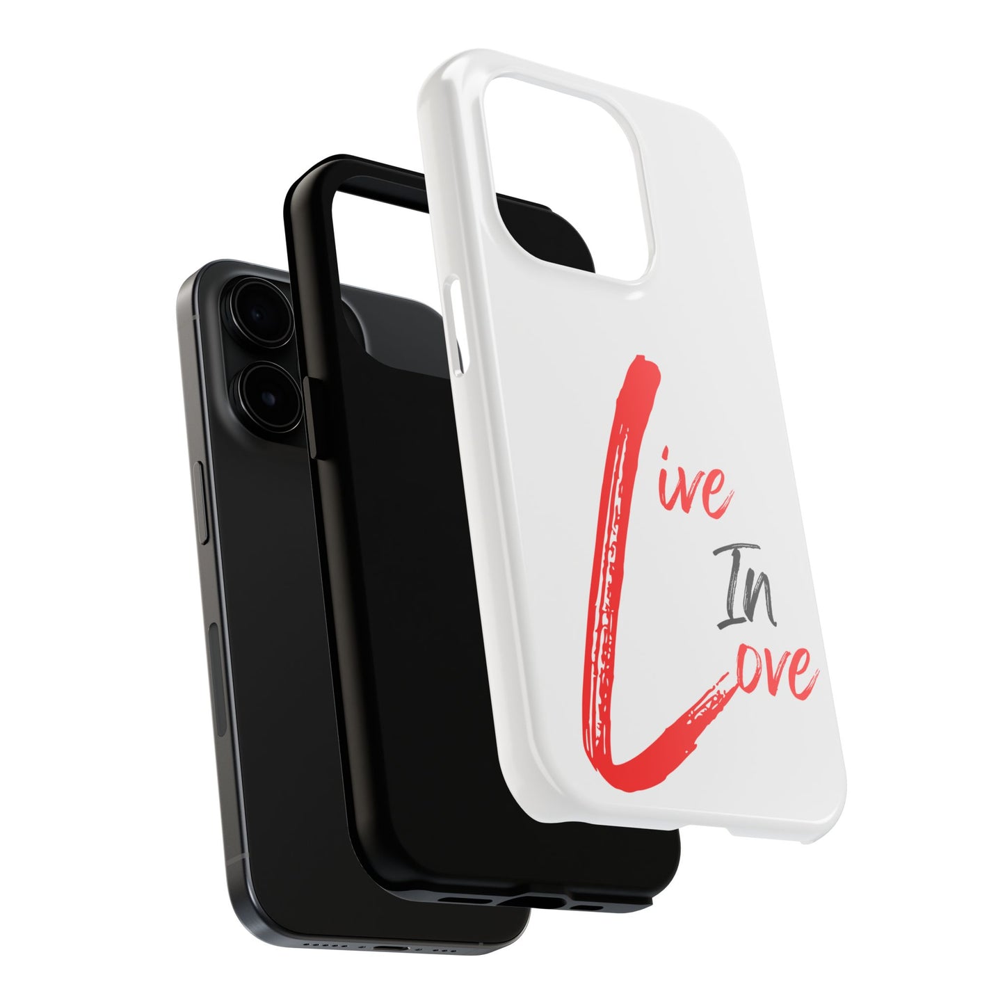 Live In Love Tough Phone Case — Red Brush Script Protective Cover