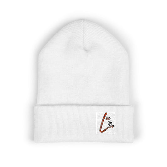Embroidered Floral Script 'L' Cuffed Beanie — Cozy Monogram Winter Hat