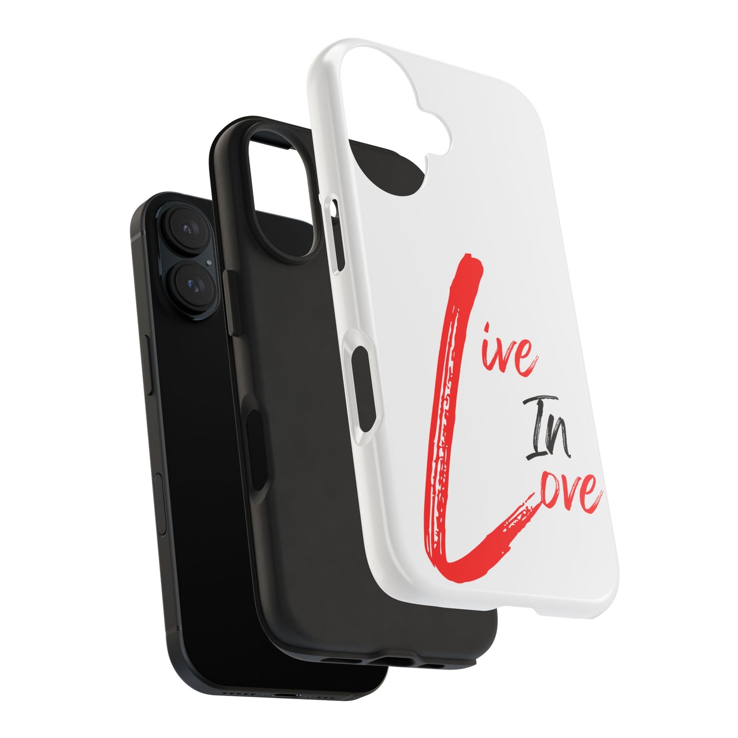 Live In Love Tough Phone Case — Red Brush Script Protective Cover
