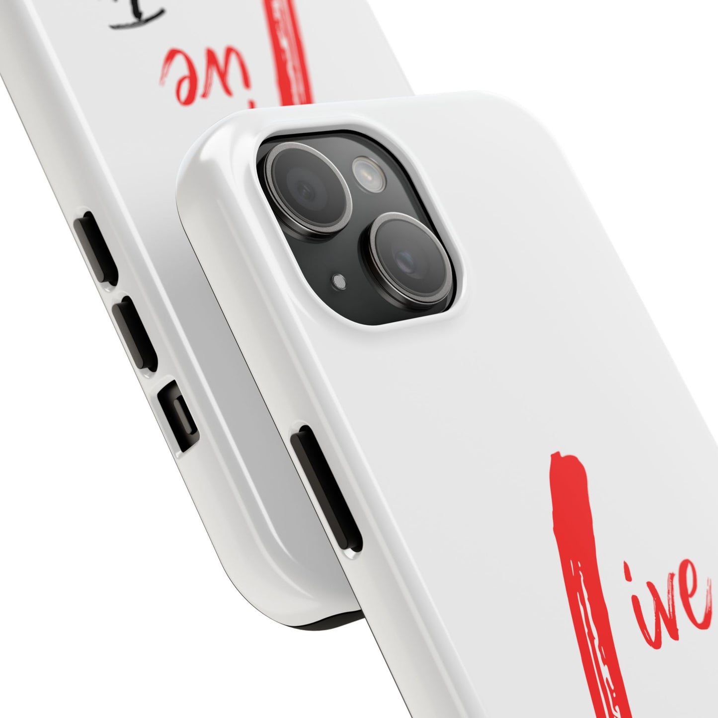 Live In Love Tough Phone Case — Red Brush Script Protective Cover