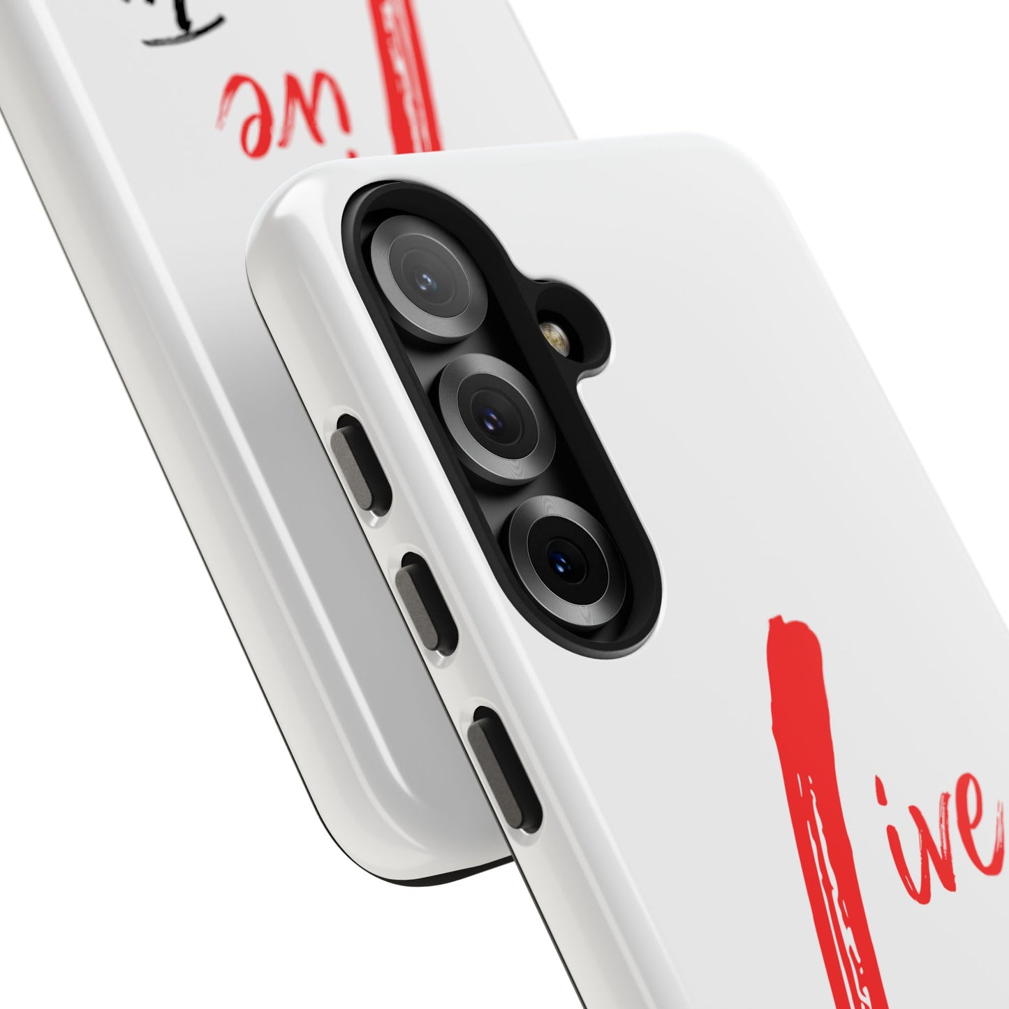 Live In Love Tough Phone Case — Red Brush Script Protective Cover