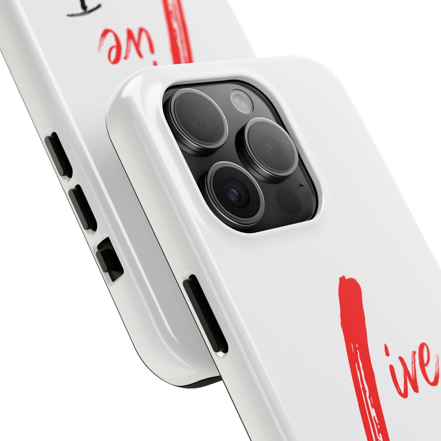 Live In Love Tough Phone Case — Red Brush Script Protective Cover