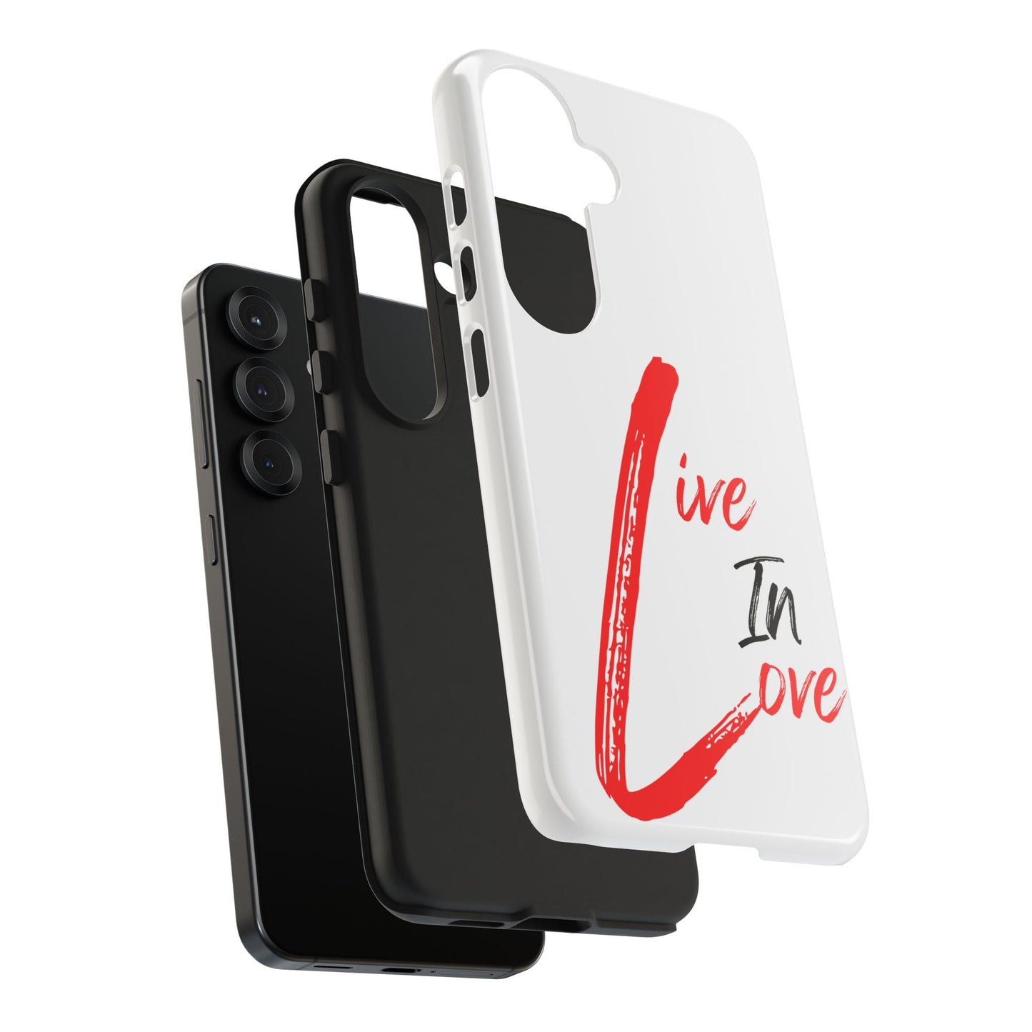 Live In Love Tough Phone Case — Red Brush Script Protective Cover