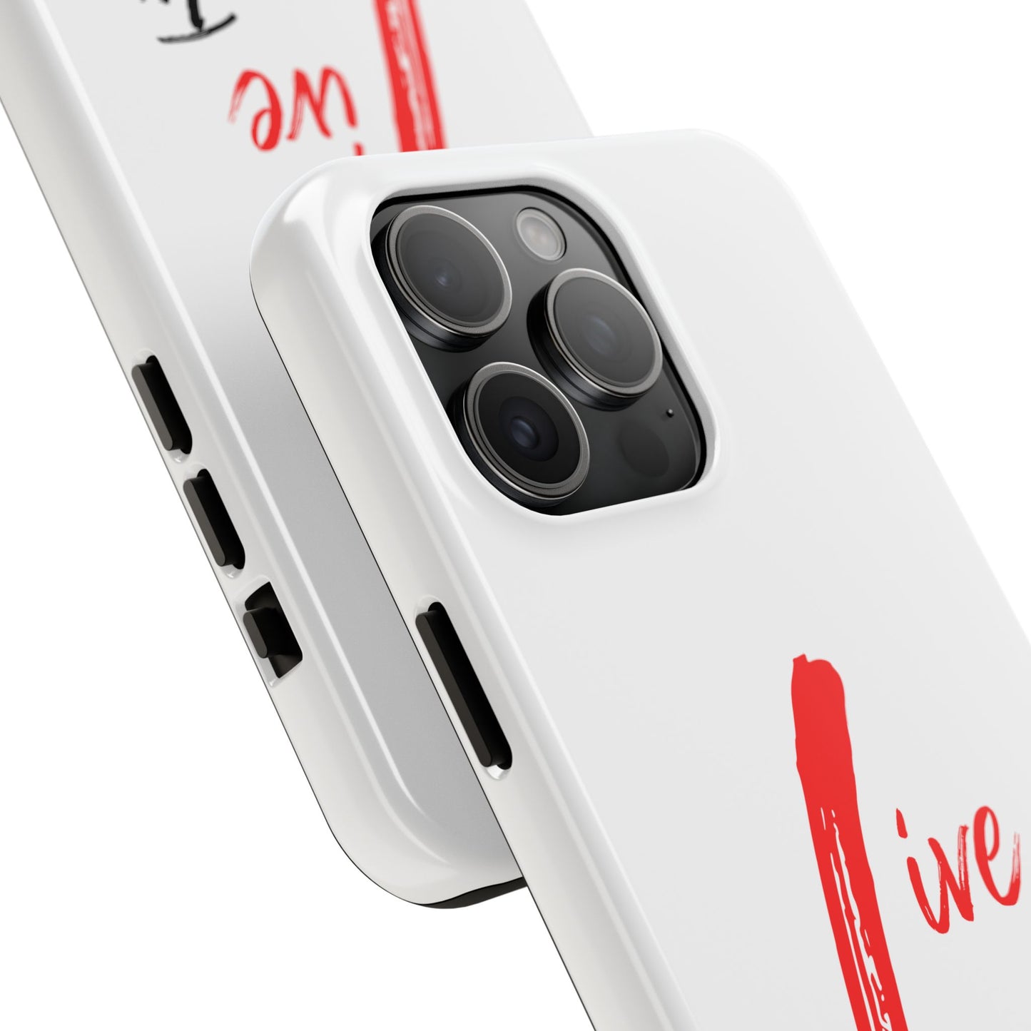 Live In Love Tough Phone Case — Red Brush Script Protective Cover