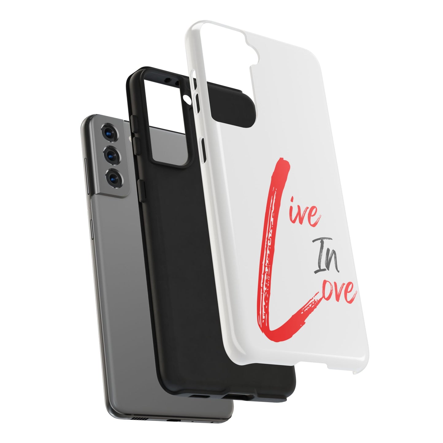 Live In Love Tough Phone Case — Red Brush Script Protective Cover