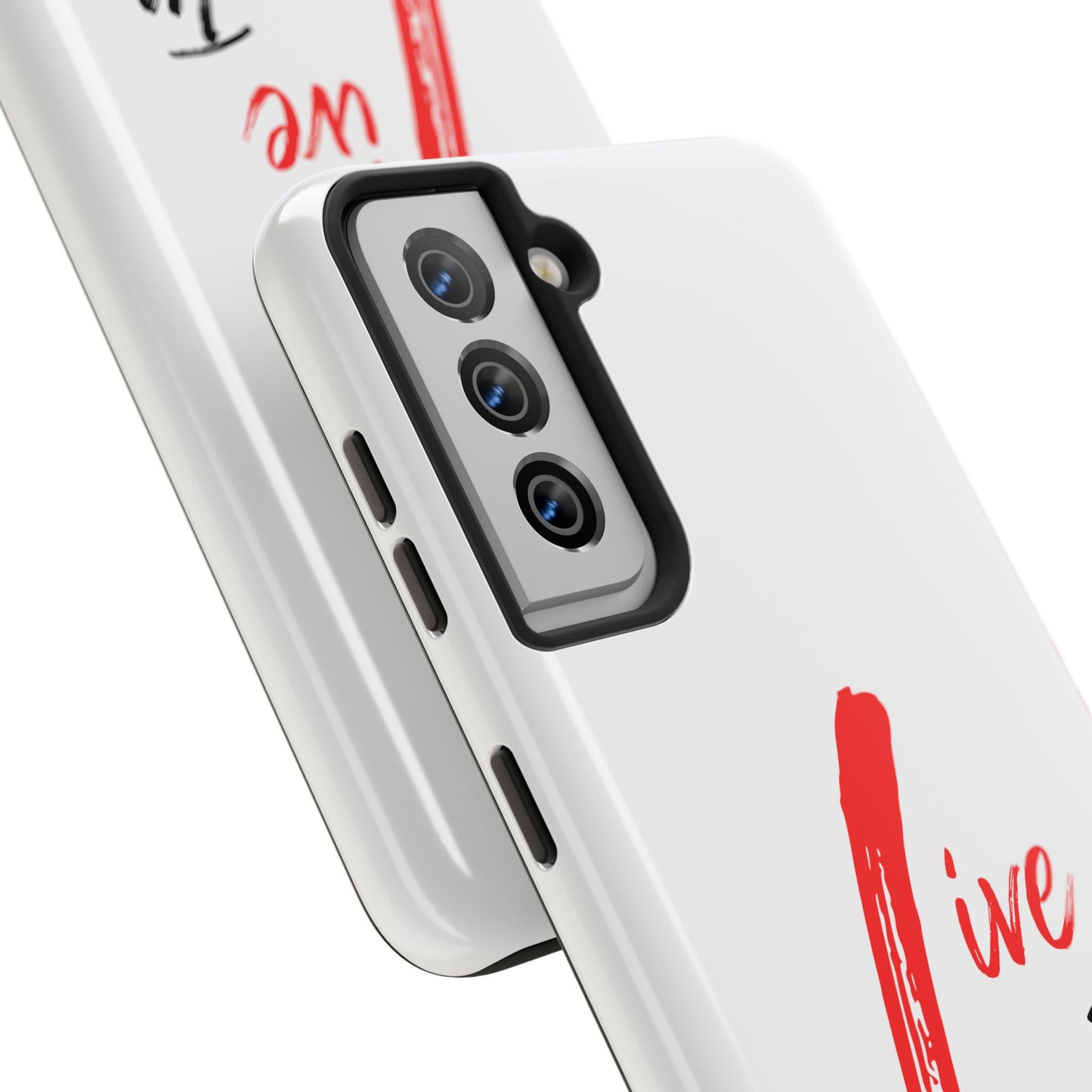 Live In Love Tough Phone Case — Red Brush Script Protective Cover