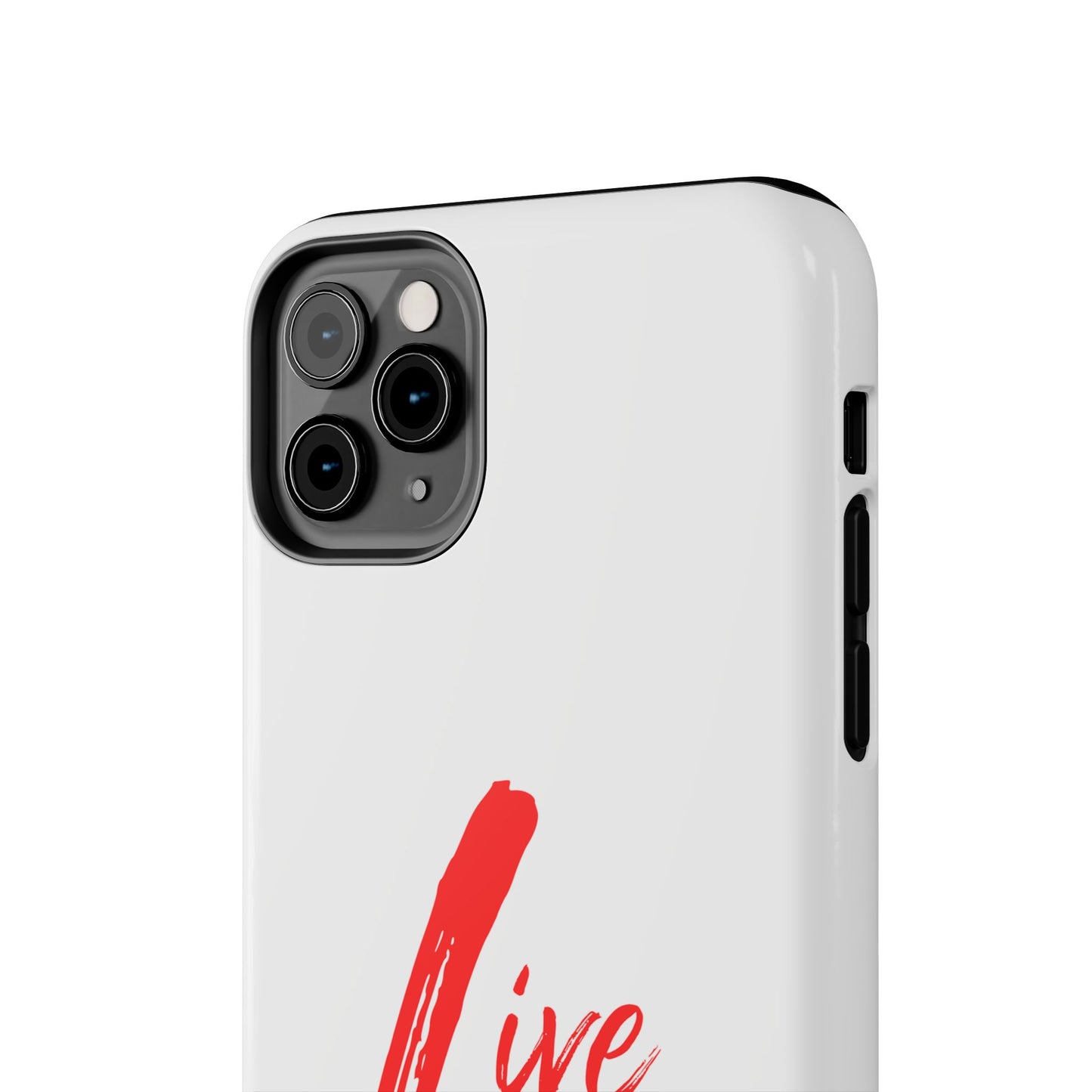 Live In Love Tough Phone Case — Red Brush Script Protective Cover