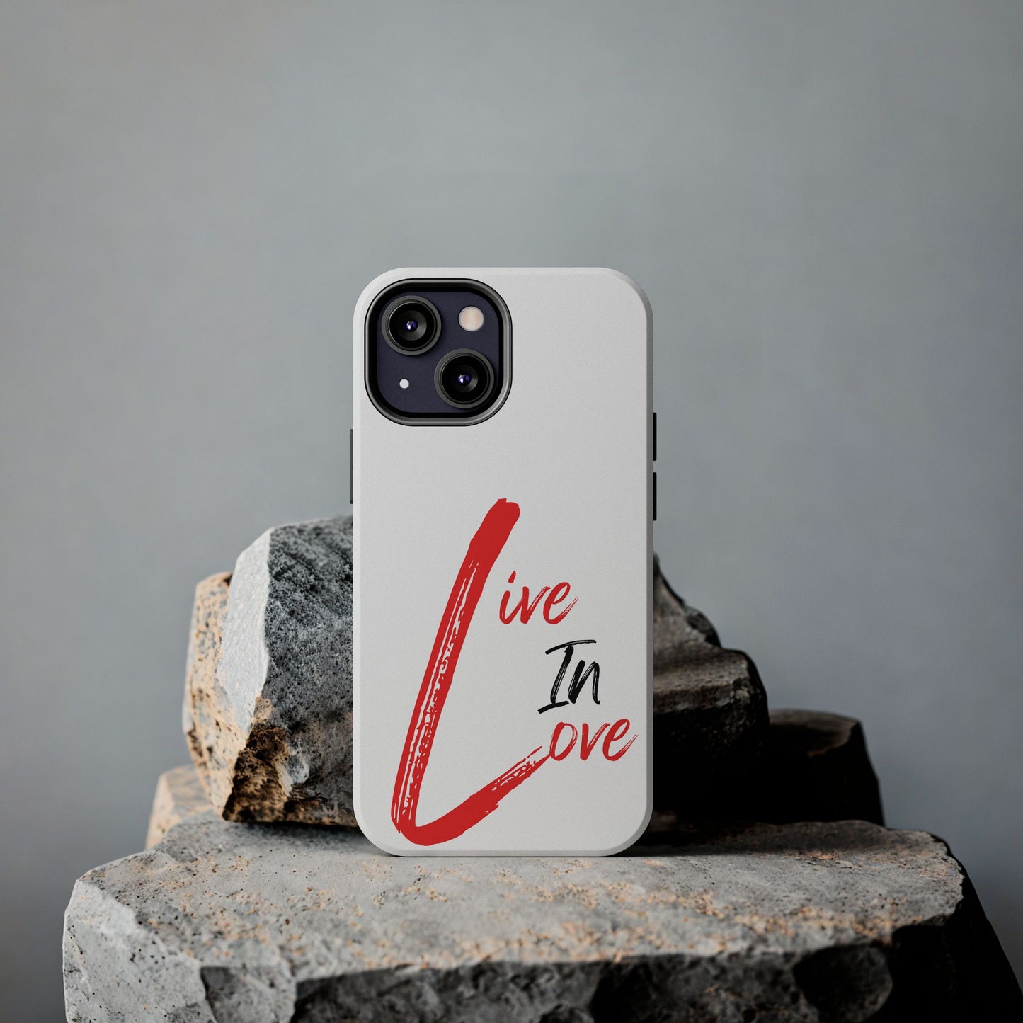 Live In Love Tough Phone Case — Red Brush Script Protective Cover
