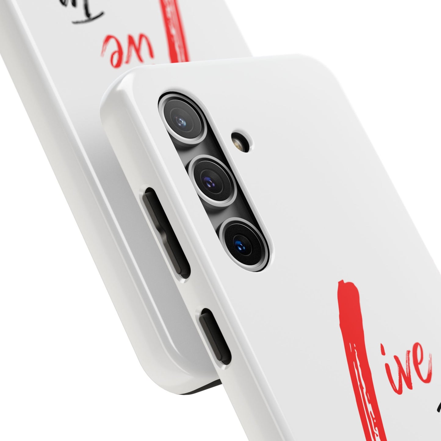 Live In Love Tough Phone Case — Red Brush Script Protective Cover