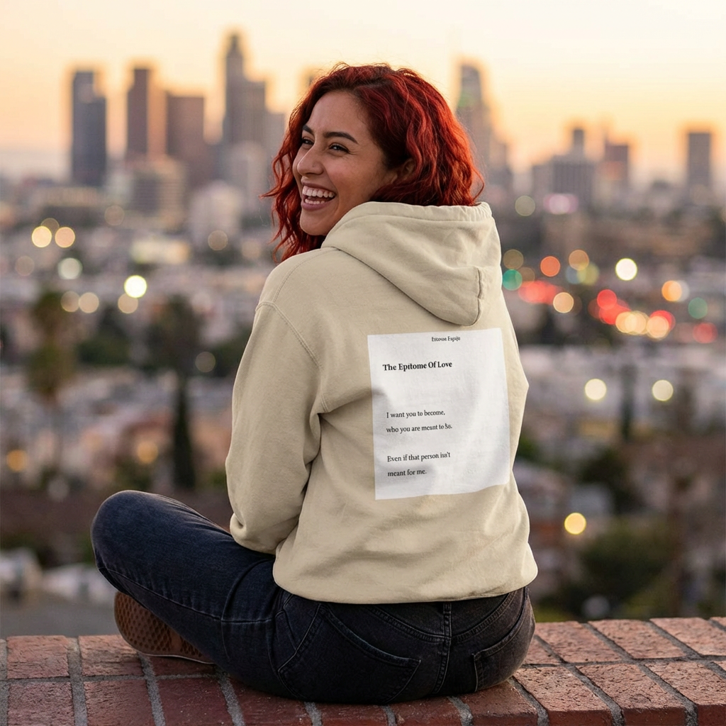 Hoodie — Minimalist The Epitome of Love Text Graphic Pullover