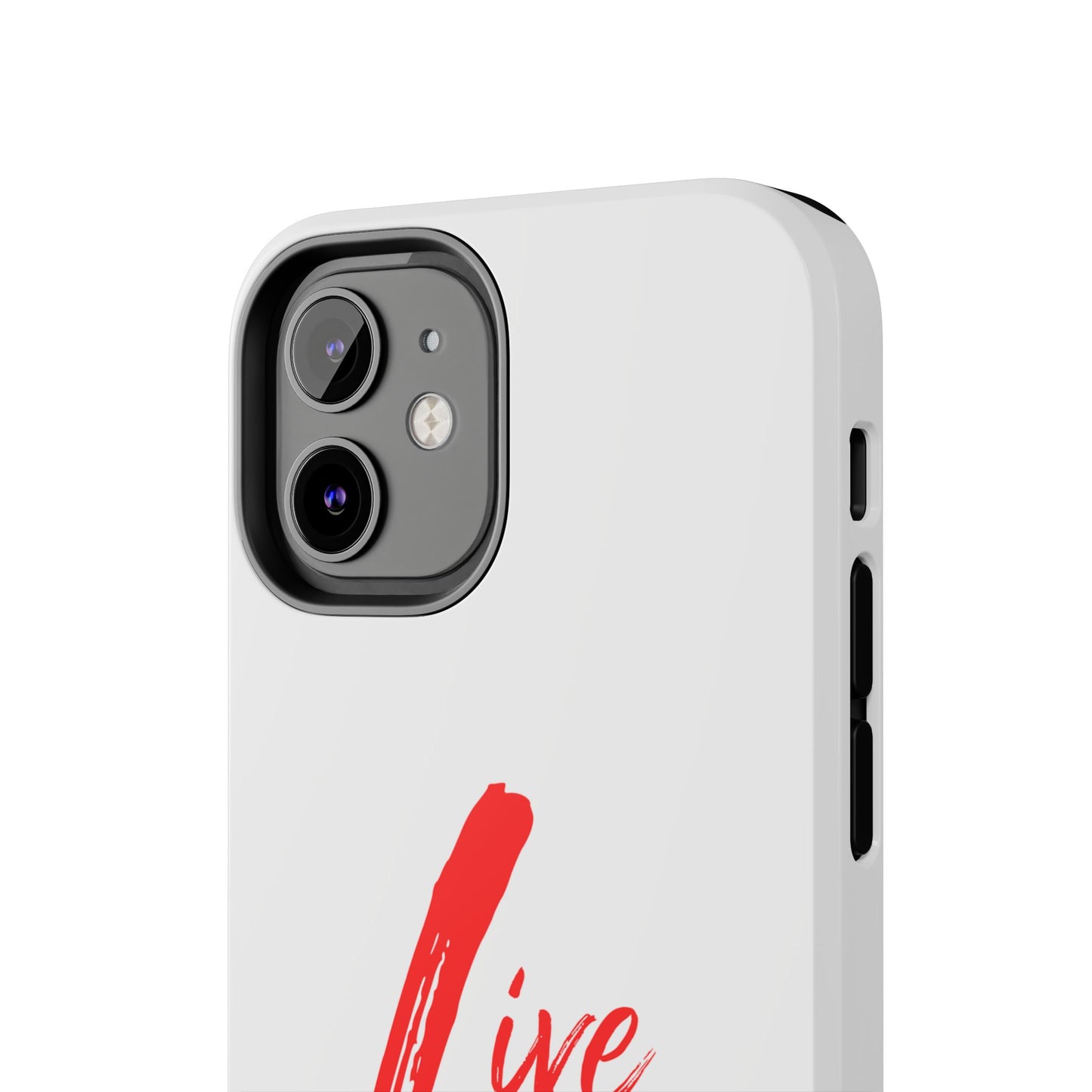Live In Love Tough Phone Case — Red Brush Script Protective Cover