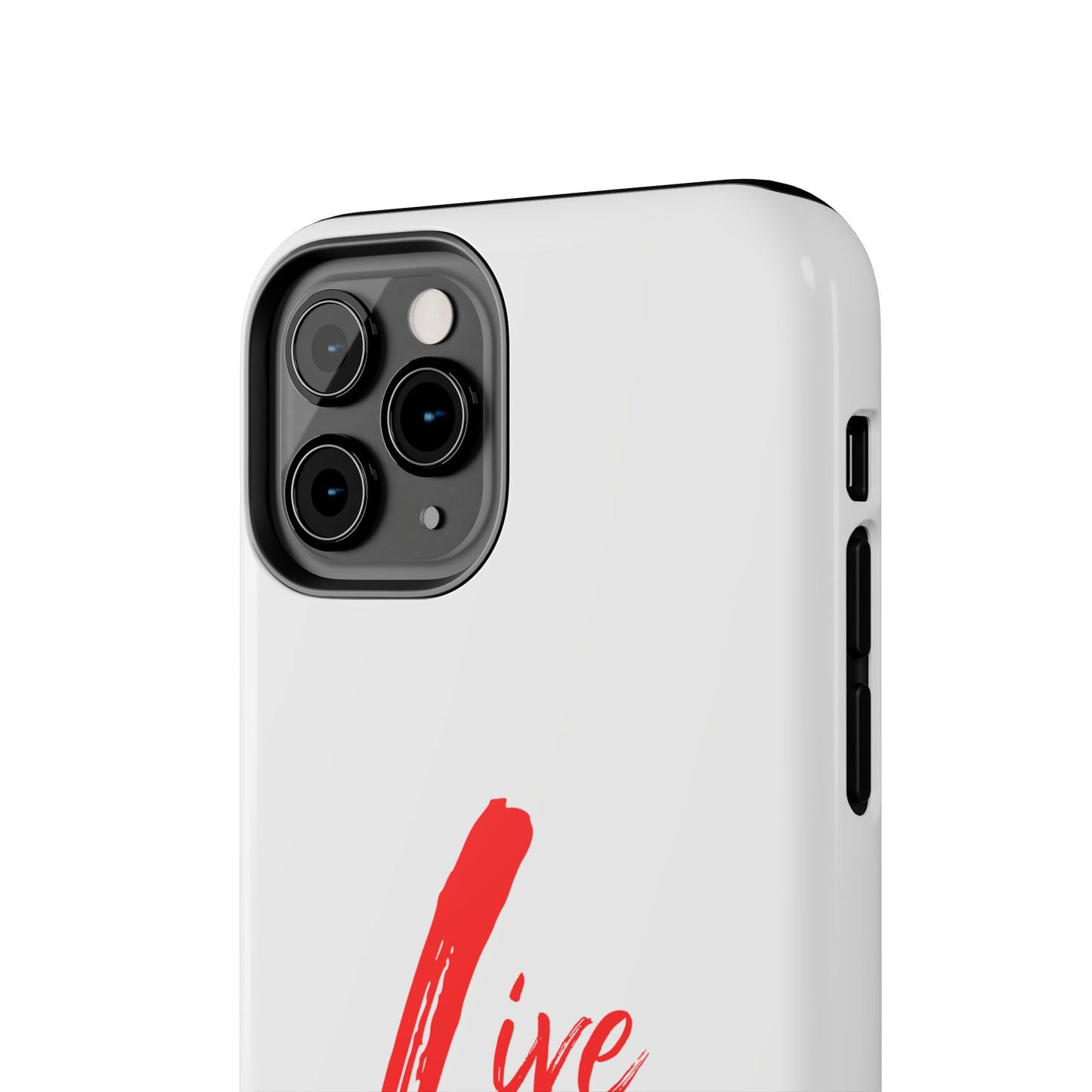 Live In Love Tough Phone Case — Red Brush Script Protective Cover