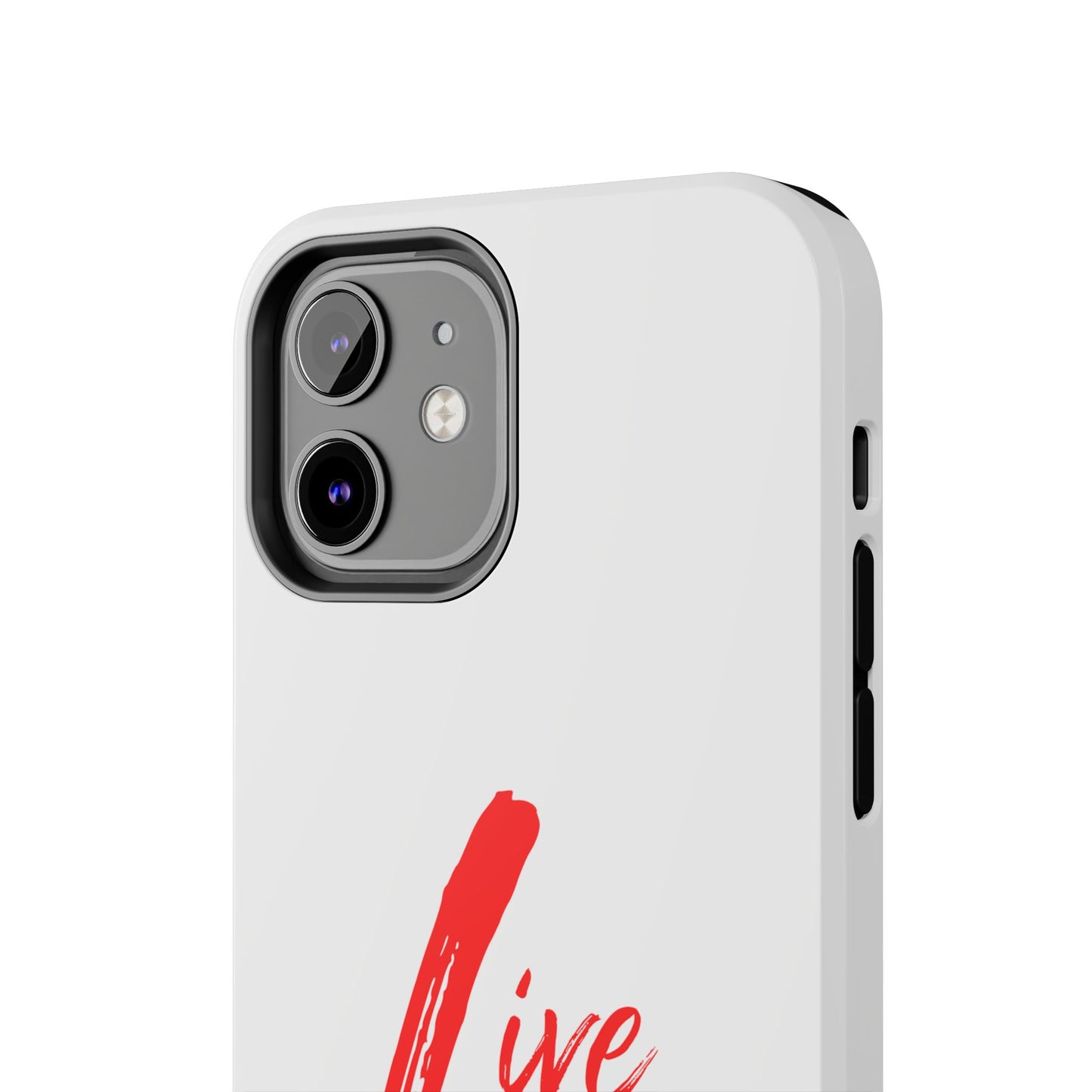Live In Love Tough Phone Case — Red Brush Script Protective Cover