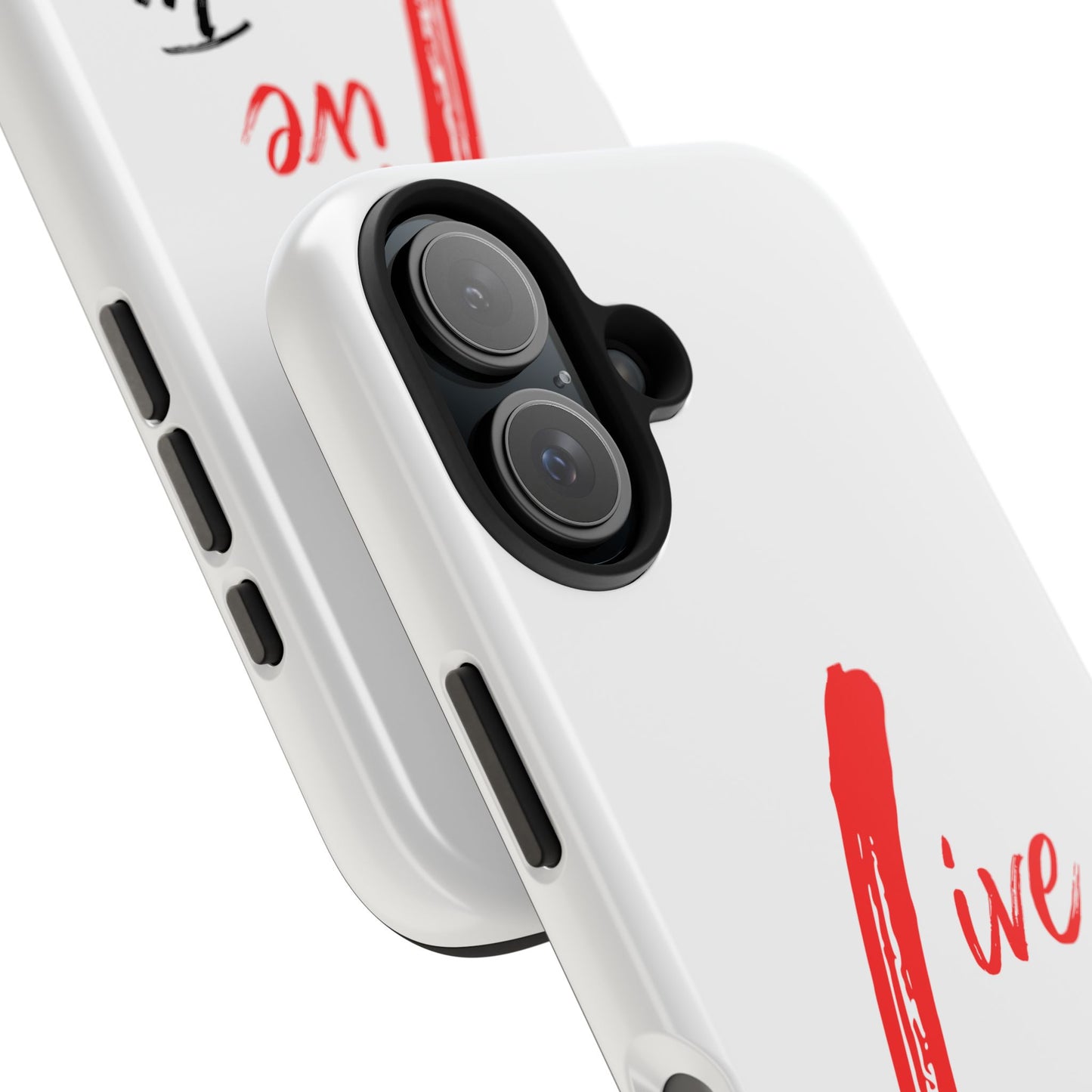 Live In Love Tough Phone Case — Red Brush Script Protective Cover