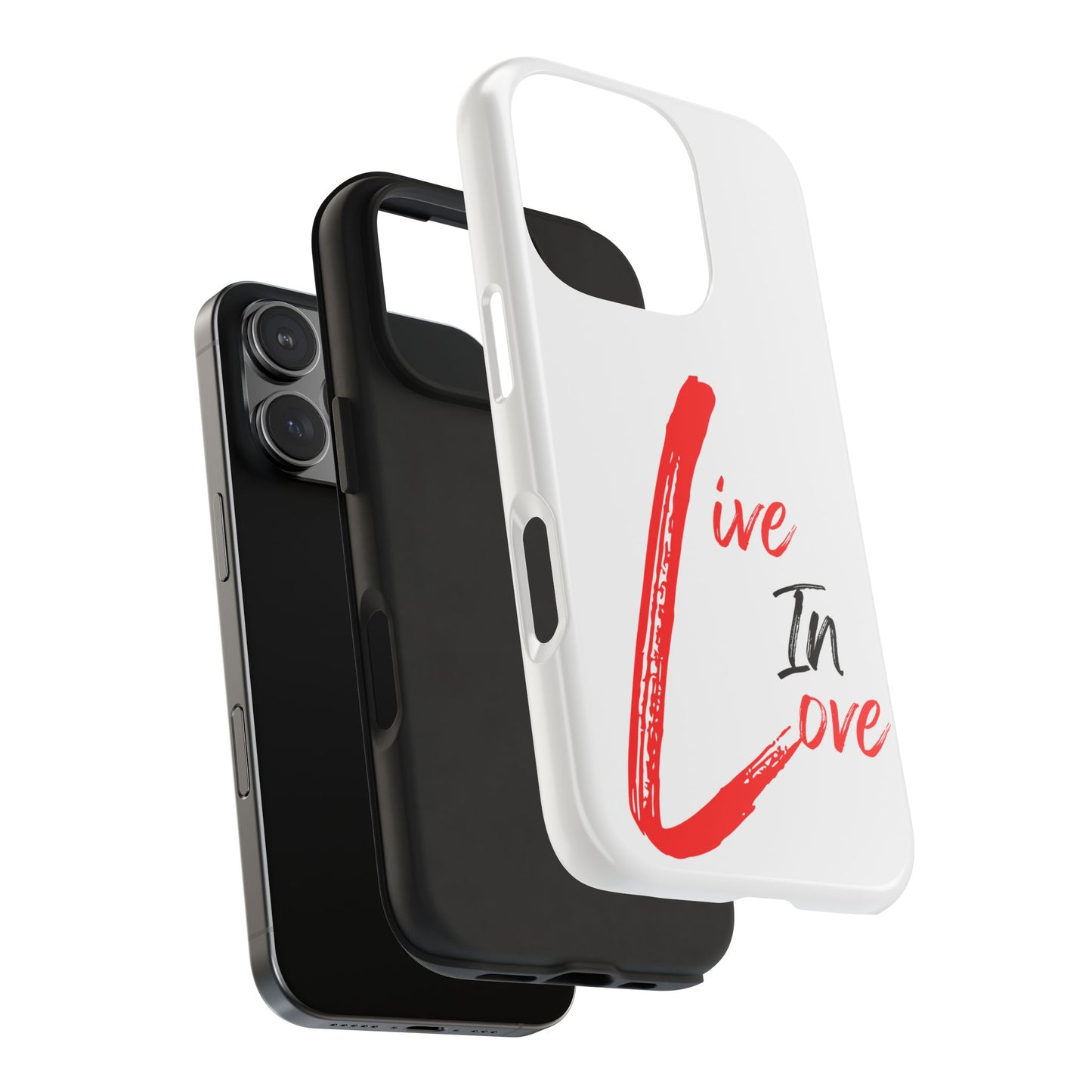 Live In Love Tough Phone Case — Red Brush Script Protective Cover