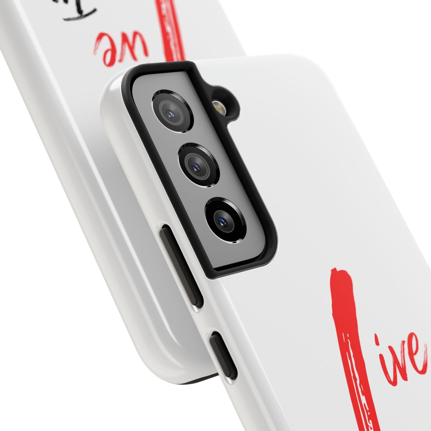 Live In Love Tough Phone Case — Red Brush Script Protective Cover