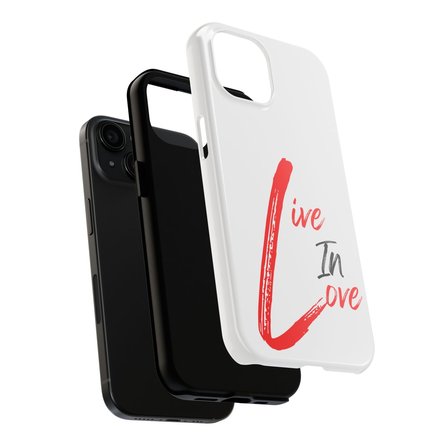 Live In Love Tough Phone Case — Red Brush Script Protective Cover