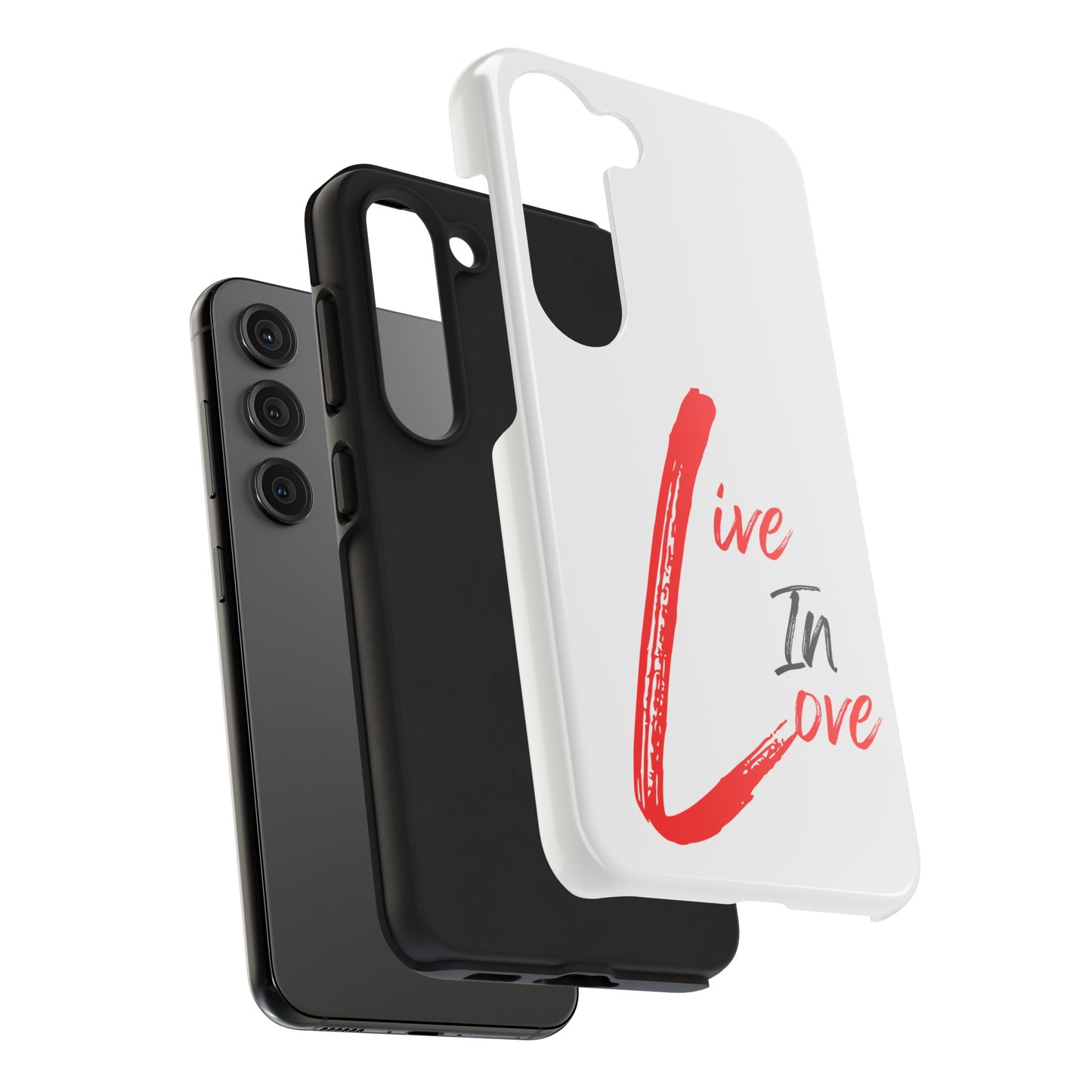Live In Love Tough Phone Case — Red Brush Script Protective Cover