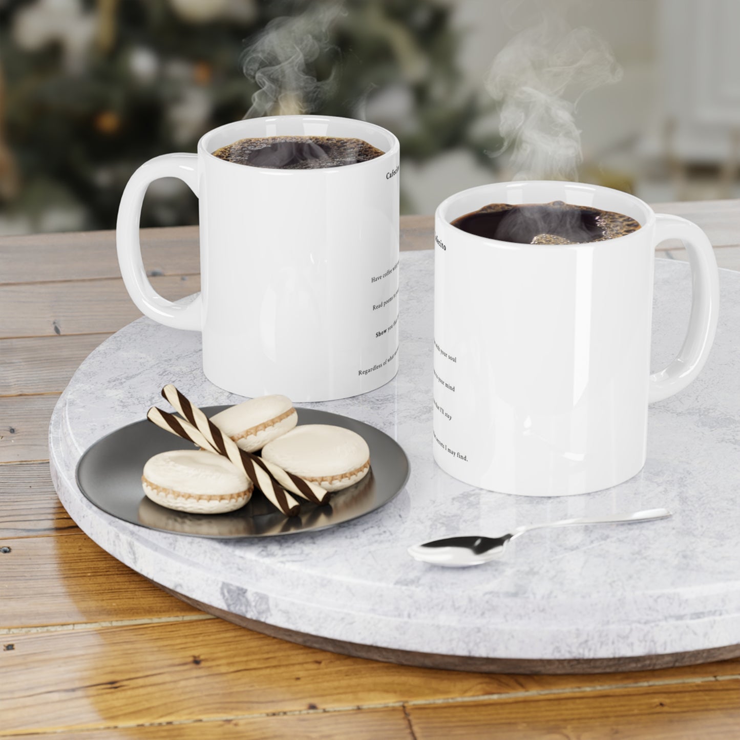 Cafecito Poetry Mug — Minimalist Ceramic Coffee Cup with 'Have coffee with your soul' Quote
