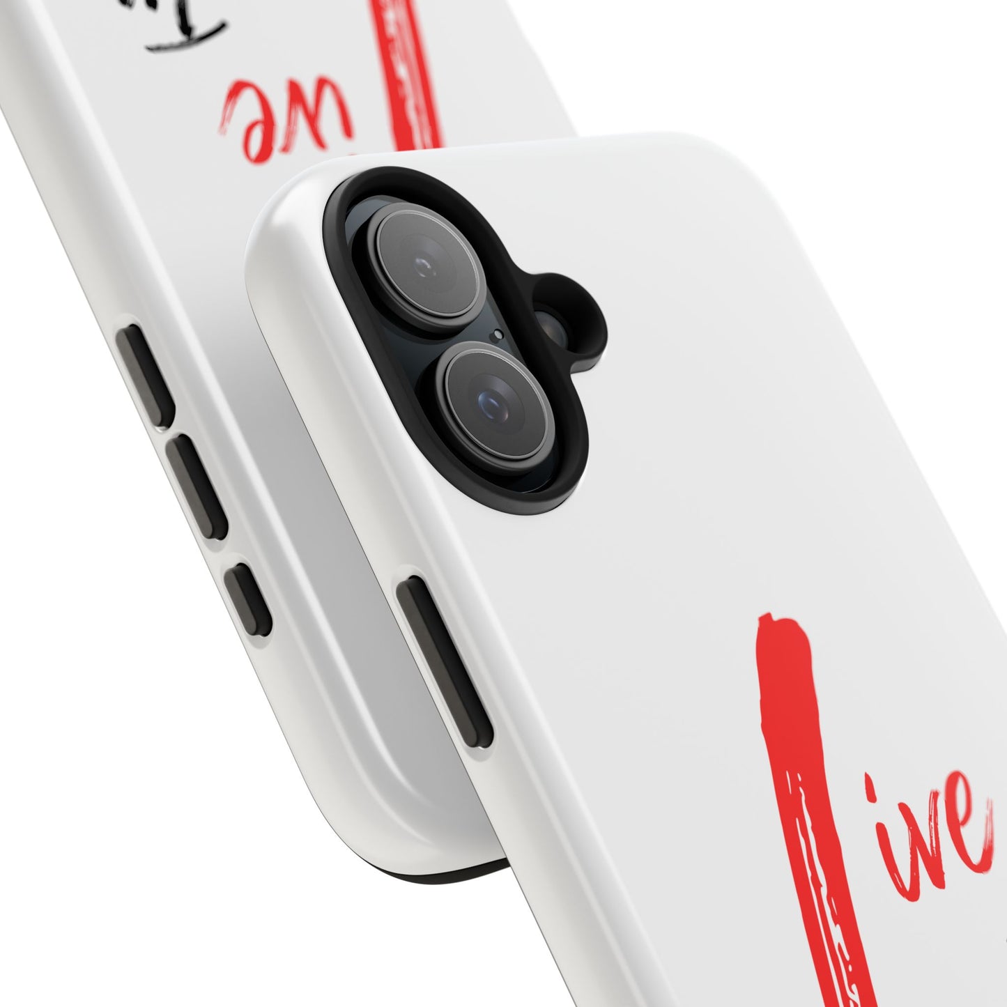 Live In Love Tough Phone Case — Red Brush Script Protective Cover