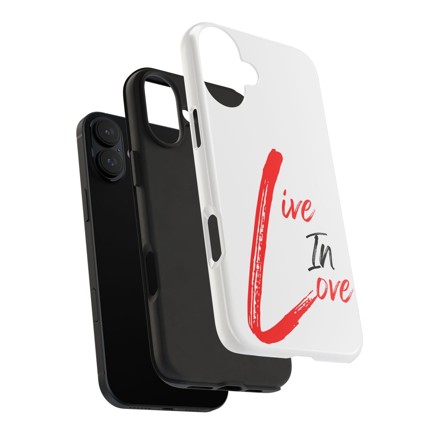 Live In Love Tough Phone Case — Red Brush Script Protective Cover