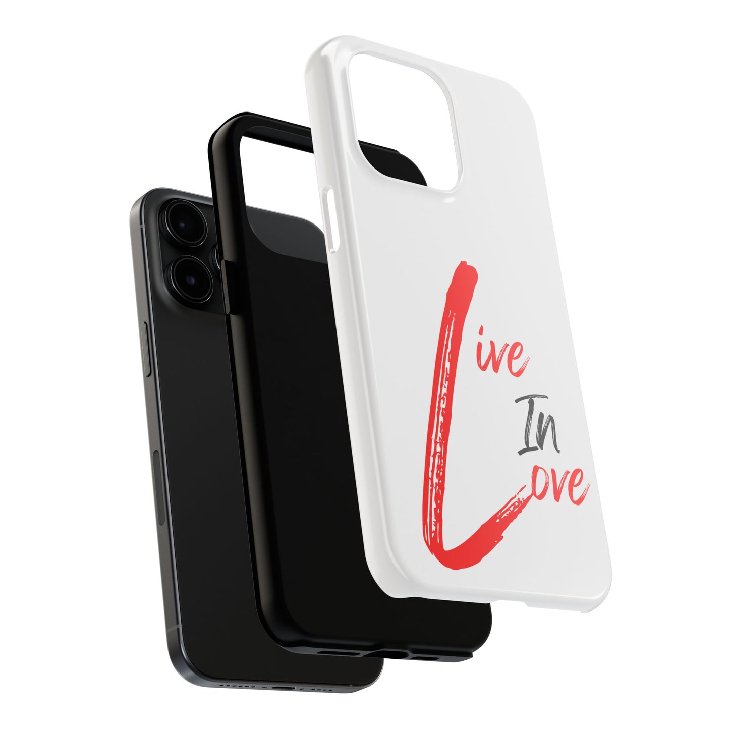 Live In Love Tough Phone Case — Red Brush Script Protective Cover