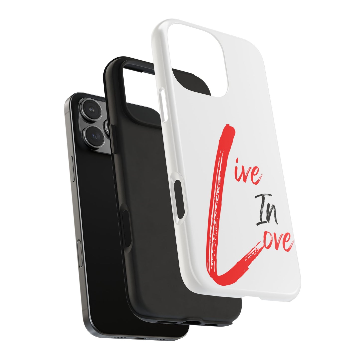 Live In Love Tough Phone Case — Red Brush Script Protective Cover